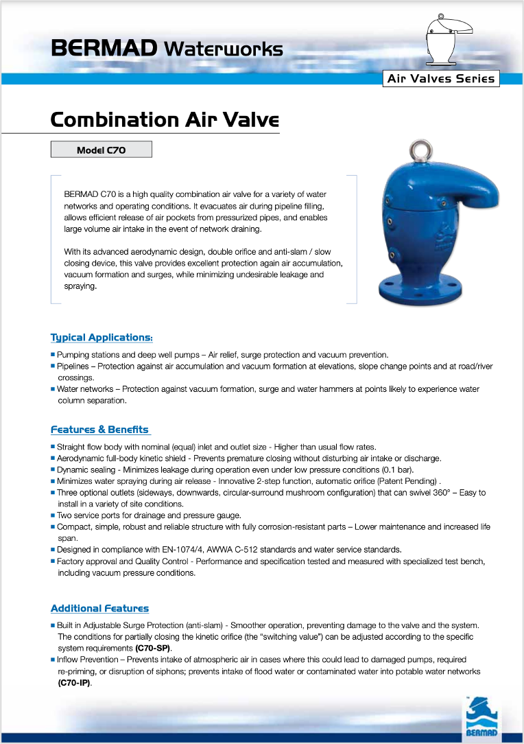 BERMAD Air Valves C70 PCAWE11