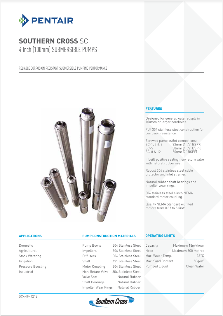 SOUTHERN CROSS PUMPS 4 Inch