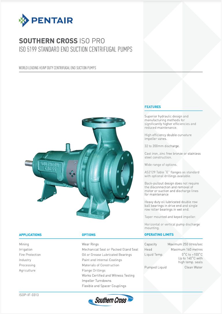 SOUTHERN CROSS PUMPS ISO PRO