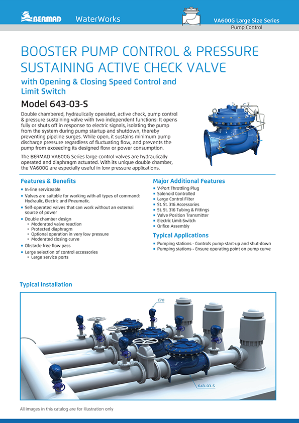 Booster Pump Control & Pressure Sustaining Valve Model 643-03