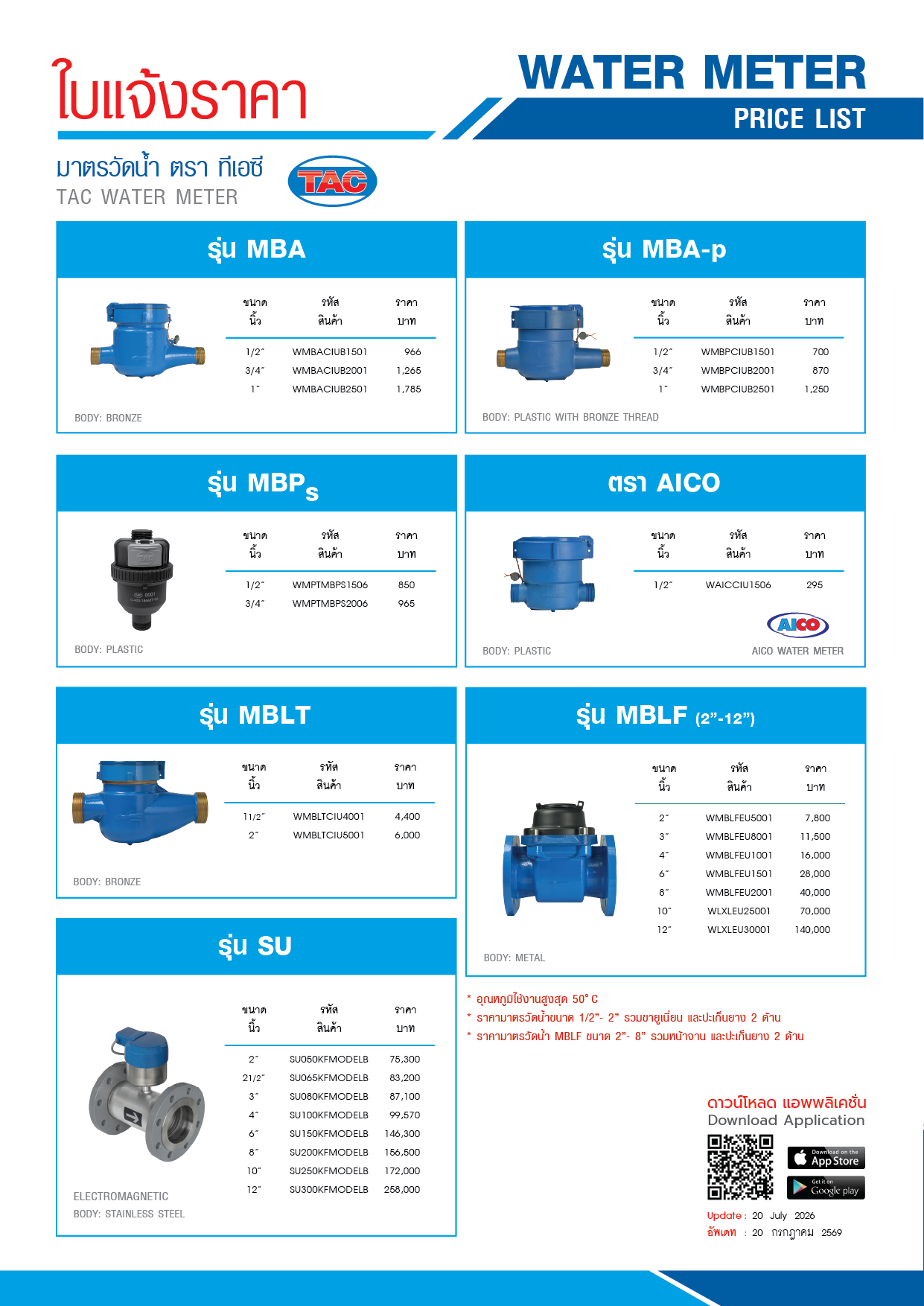 Price List water meter